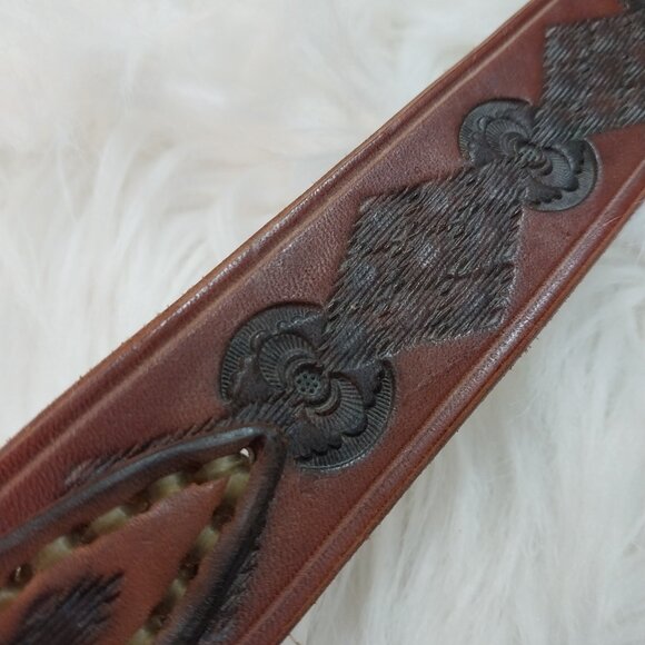 3770 Lot of 4 Un-Finished Leather Belts Tooled New With no Buckles. - Picture 9 of 15
